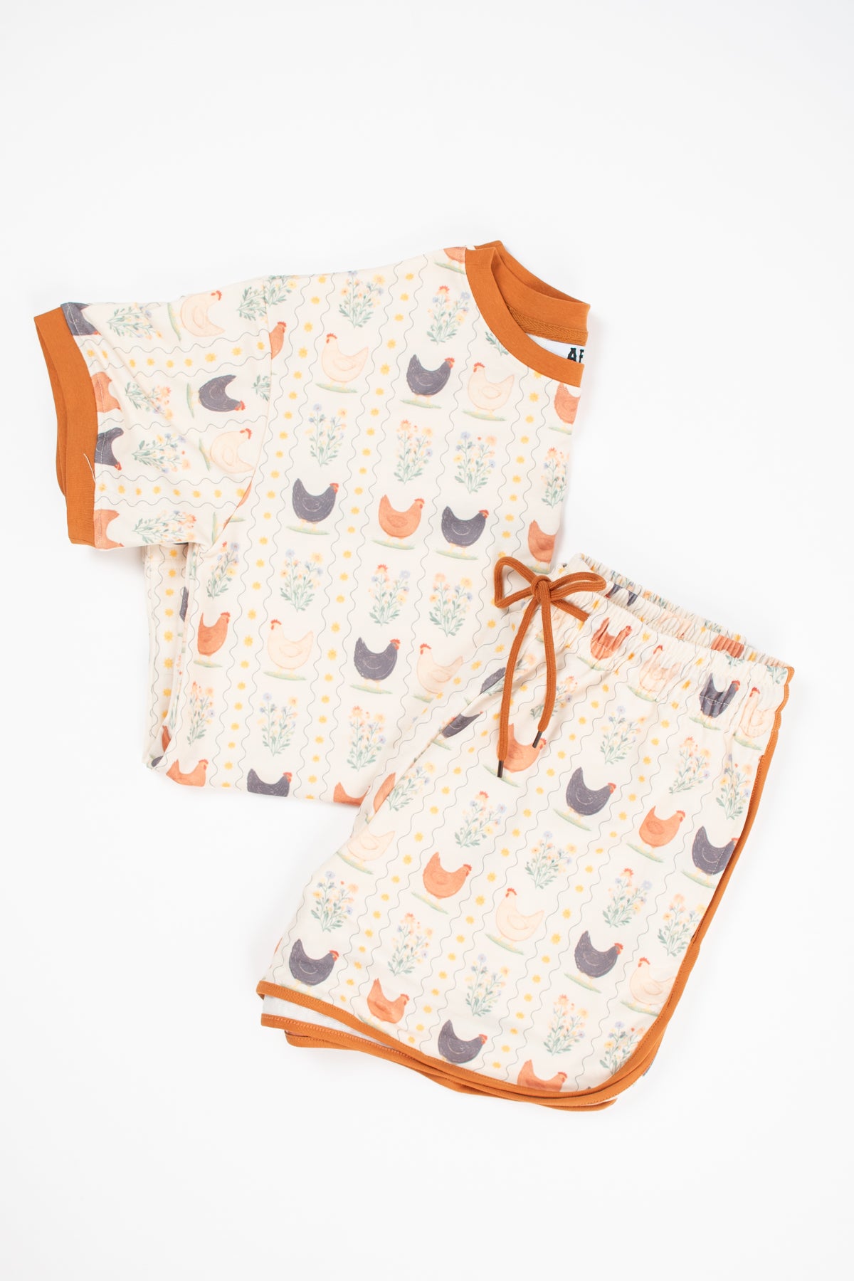 Vintage Chicken Floral Adult 2-Piece Short Lounge Set