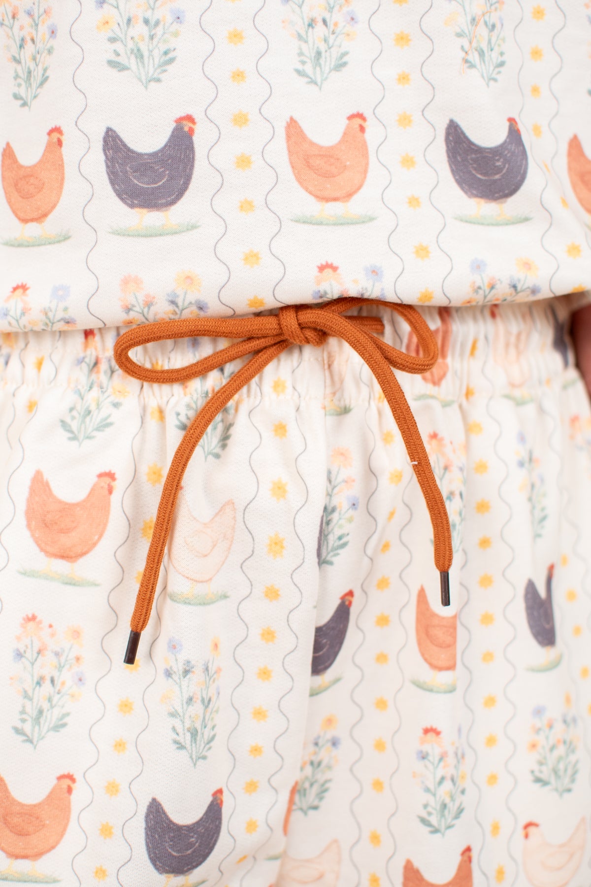 Vintage Chicken Floral Adult 2-Piece Short Lounge Set