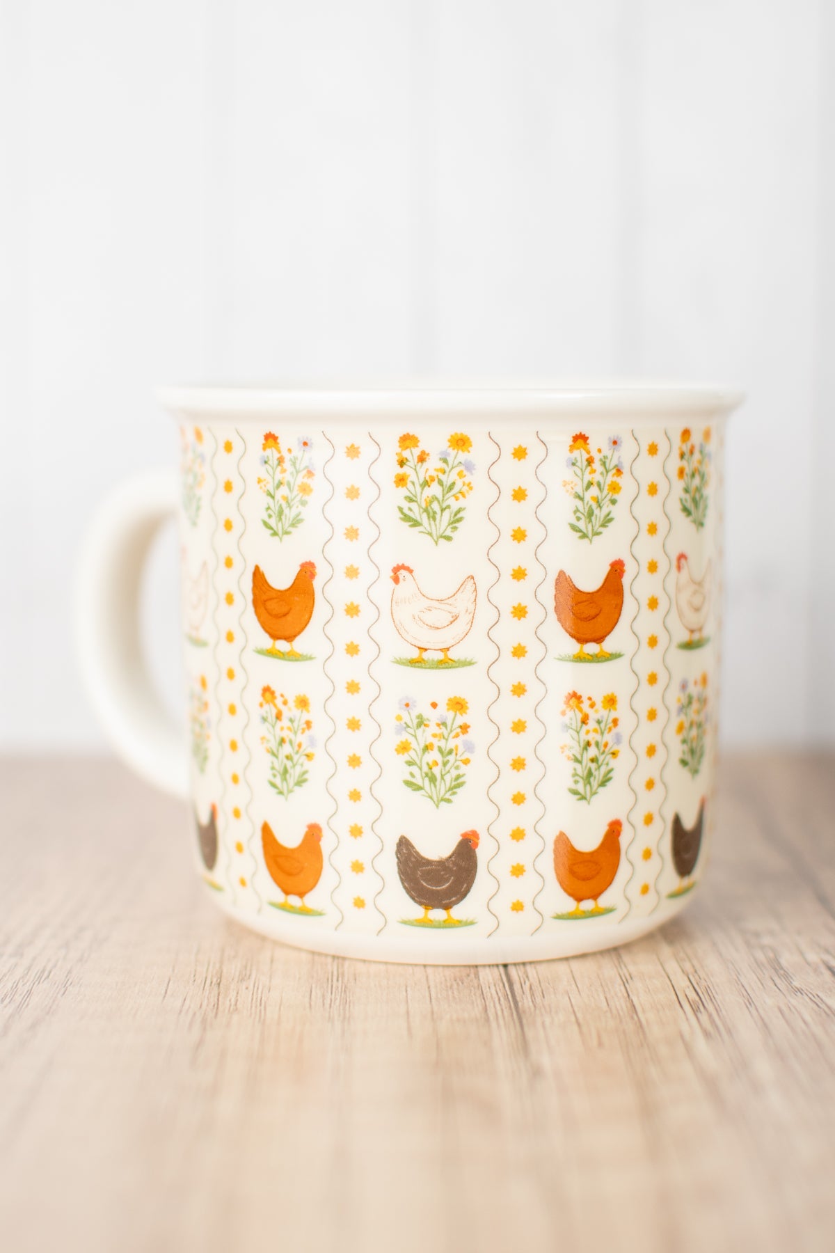 Vintage Chicken Floral Ceramic Mug