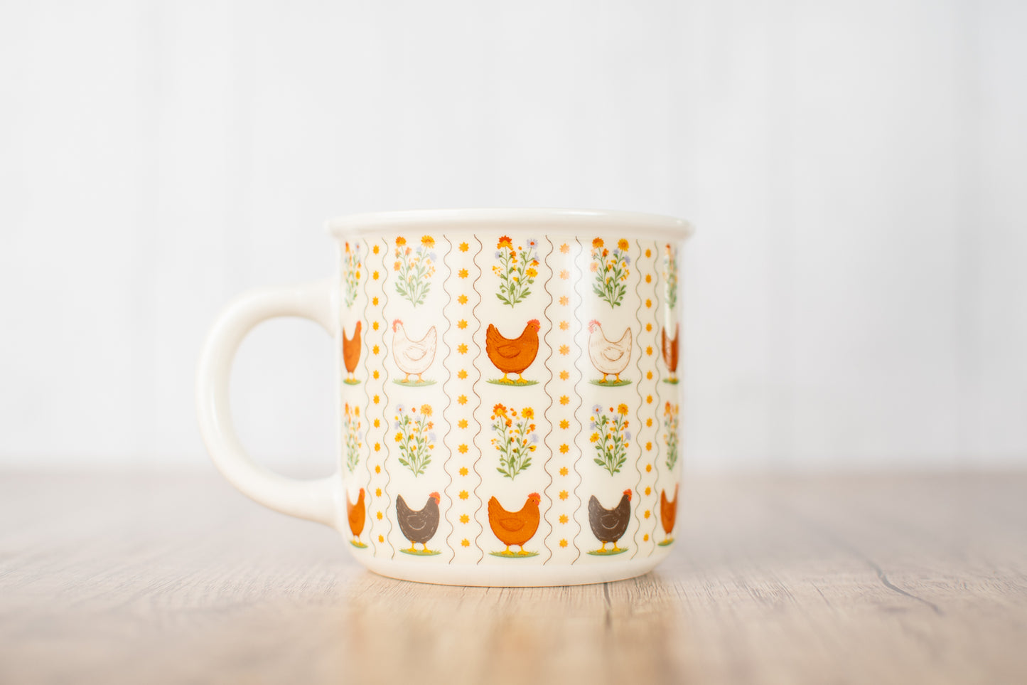 Vintage Chicken Floral Ceramic Mug