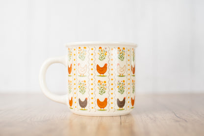 Vintage Chicken Floral Ceramic Mug