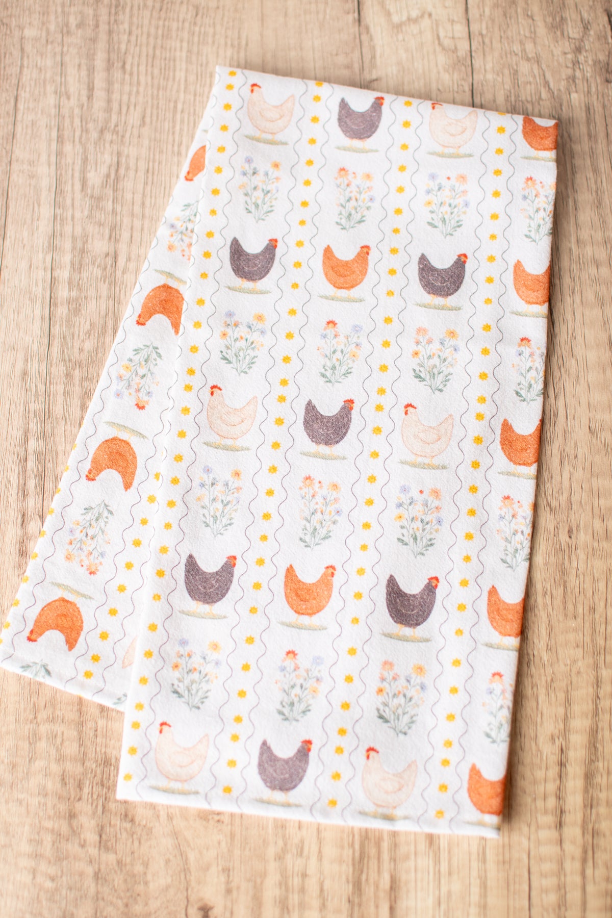 Vintage Chicken Floral Flour Sack Kitchen Towel