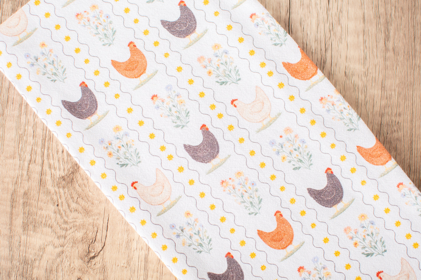 Vintage Chicken Floral Flour Sack Kitchen Towel
