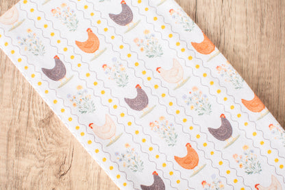 Vintage Chicken Floral Flour Sack Kitchen Towel