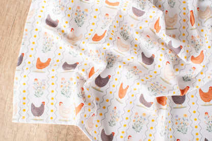 Vintage Chicken Floral Flour Sack Kitchen Towel