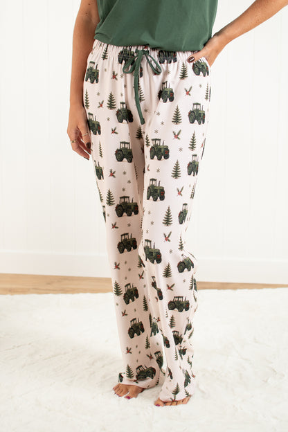 Vintage Green Tractor Christmas Adult Pajama Pant *Preorder*