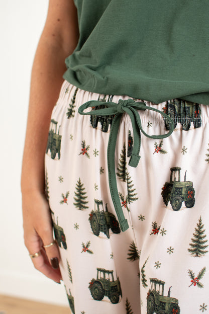 Vintage Green Tractor Christmas Adult Pajama Pant *Preorder*