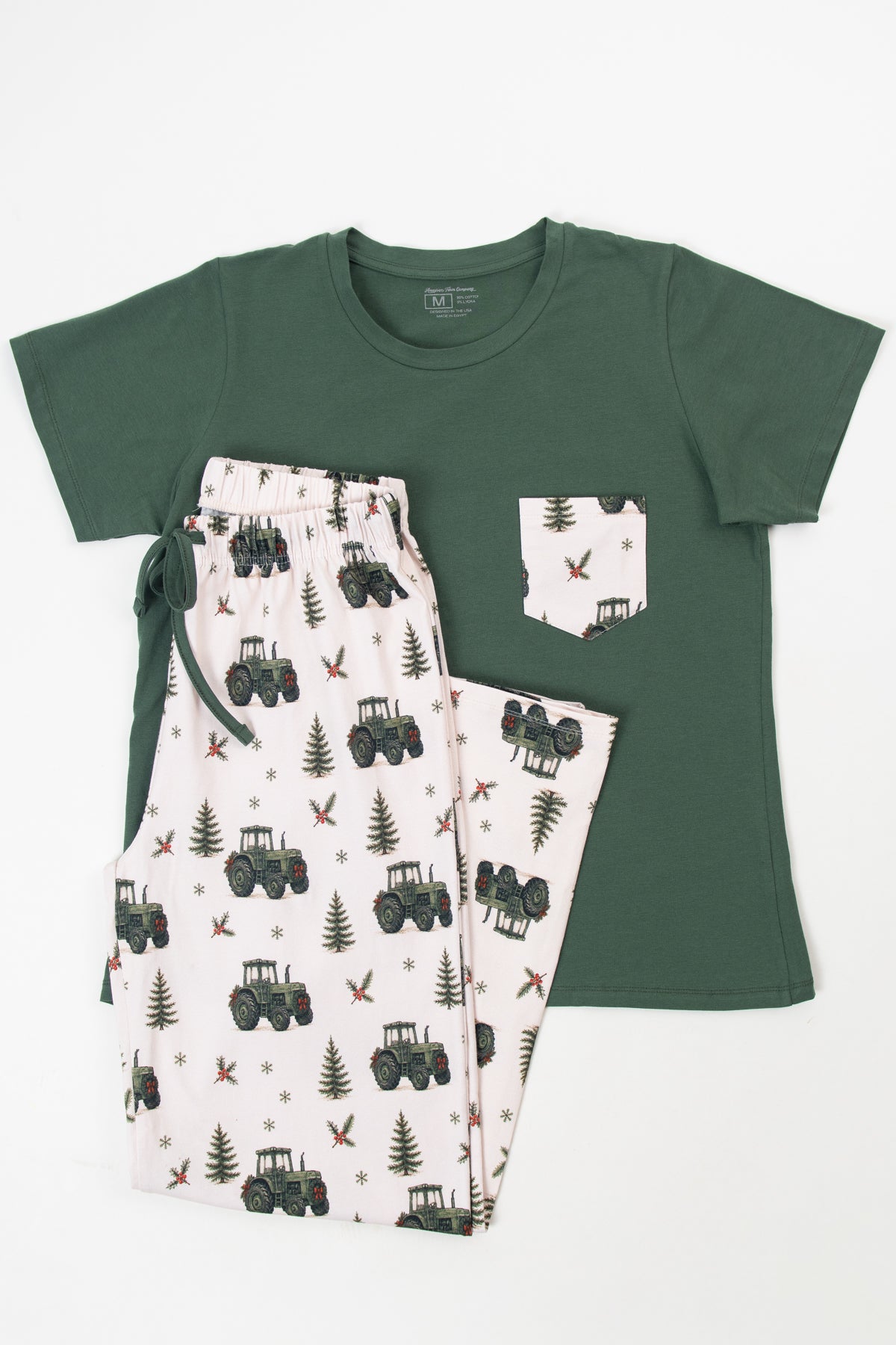 Vintage Green Tractor Christmas Adult Pajama Top *Preorder*