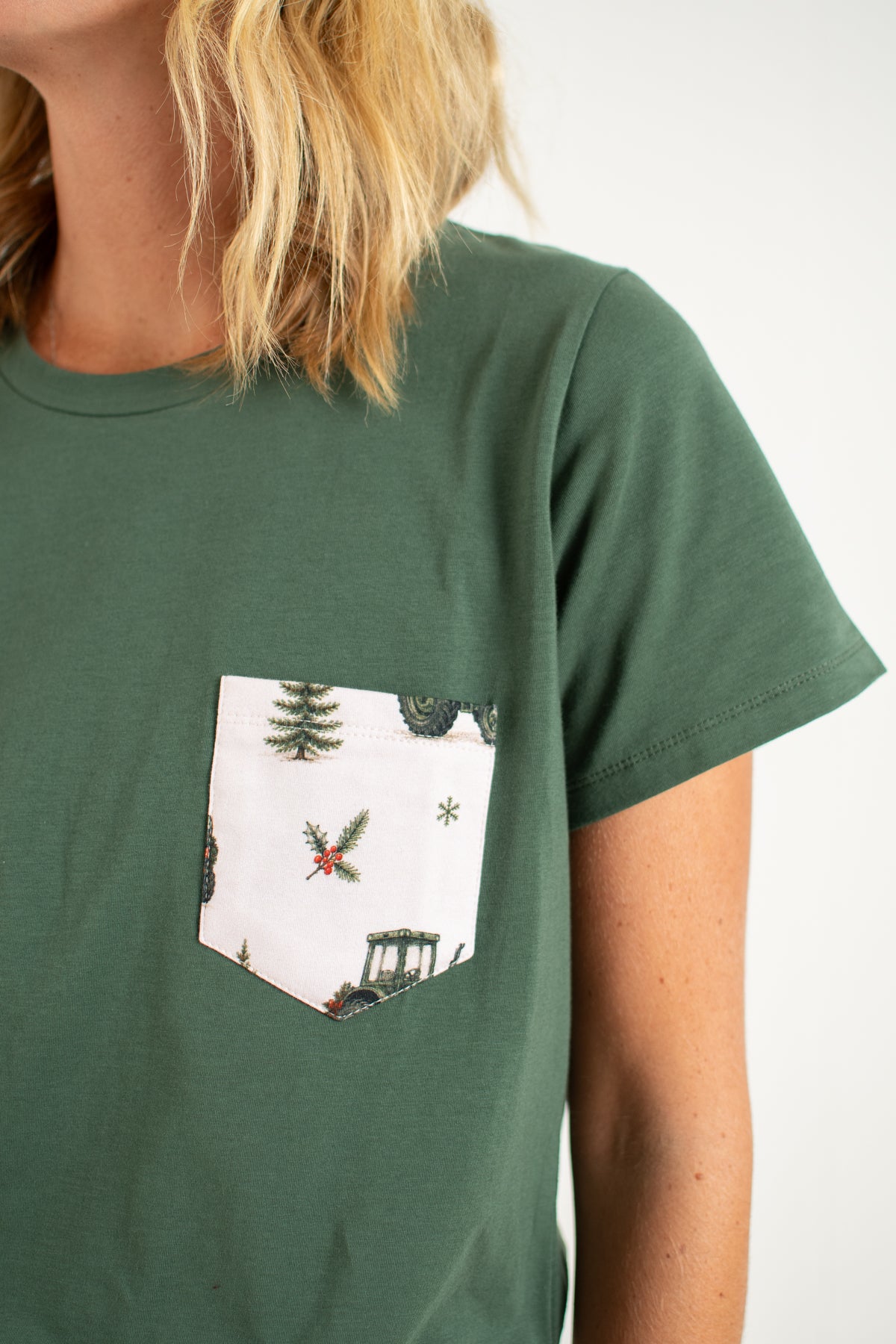 Vintage Green Tractor Christmas Adult Pajama Top *Preorder*