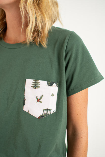 Vintage Green Tractor Christmas Adult Pajama Top *Preorder*