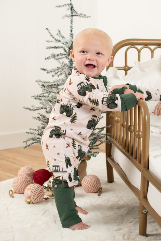Vintage Green Tractor Christmas Baby Zippy *Preorder*