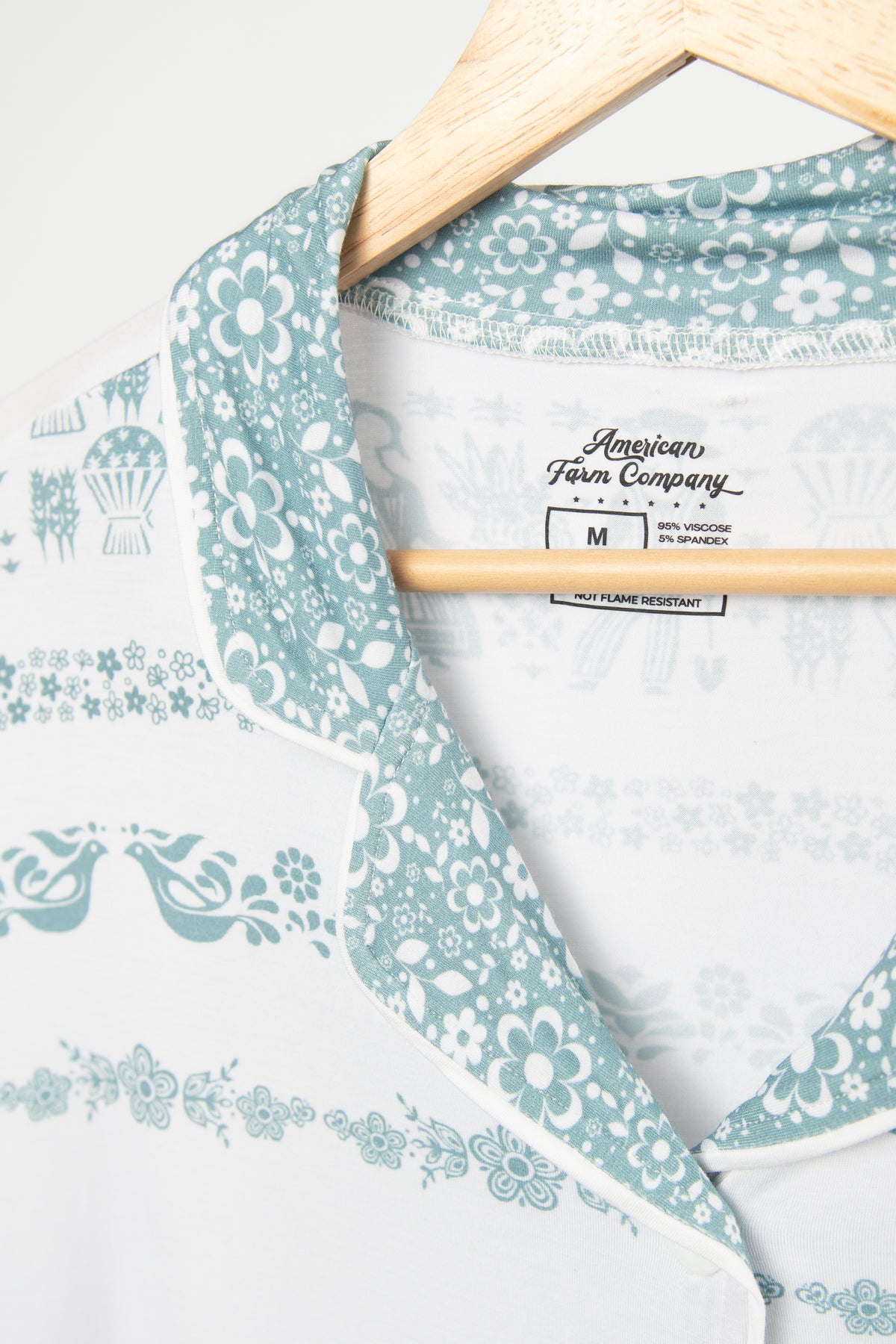 Vintage Kitchen Classic Print Adult Bamboo Pajama 2-Piece Set - Blue