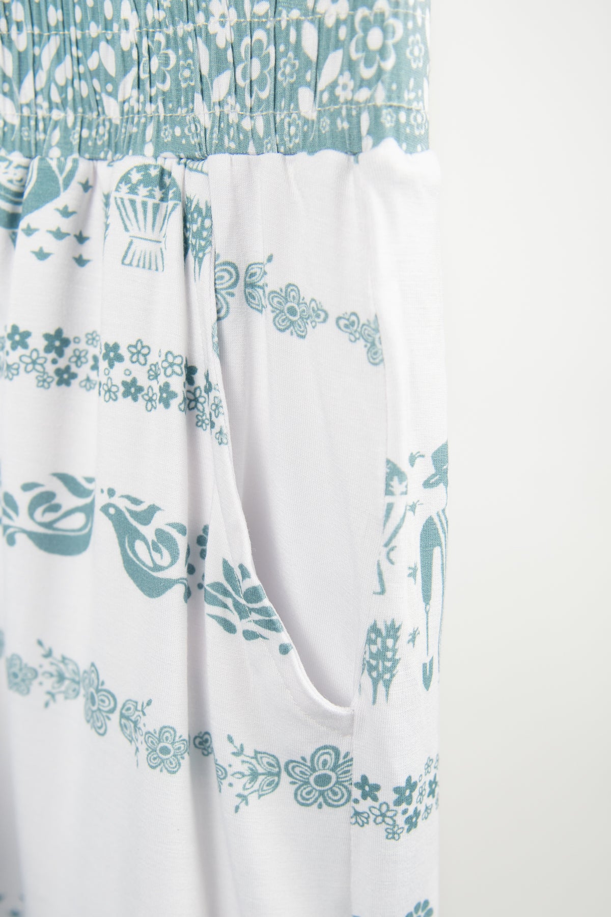 Vintage Kitchen Classic Print Adult Bamboo Pajama 2-Piece Set - Blue
