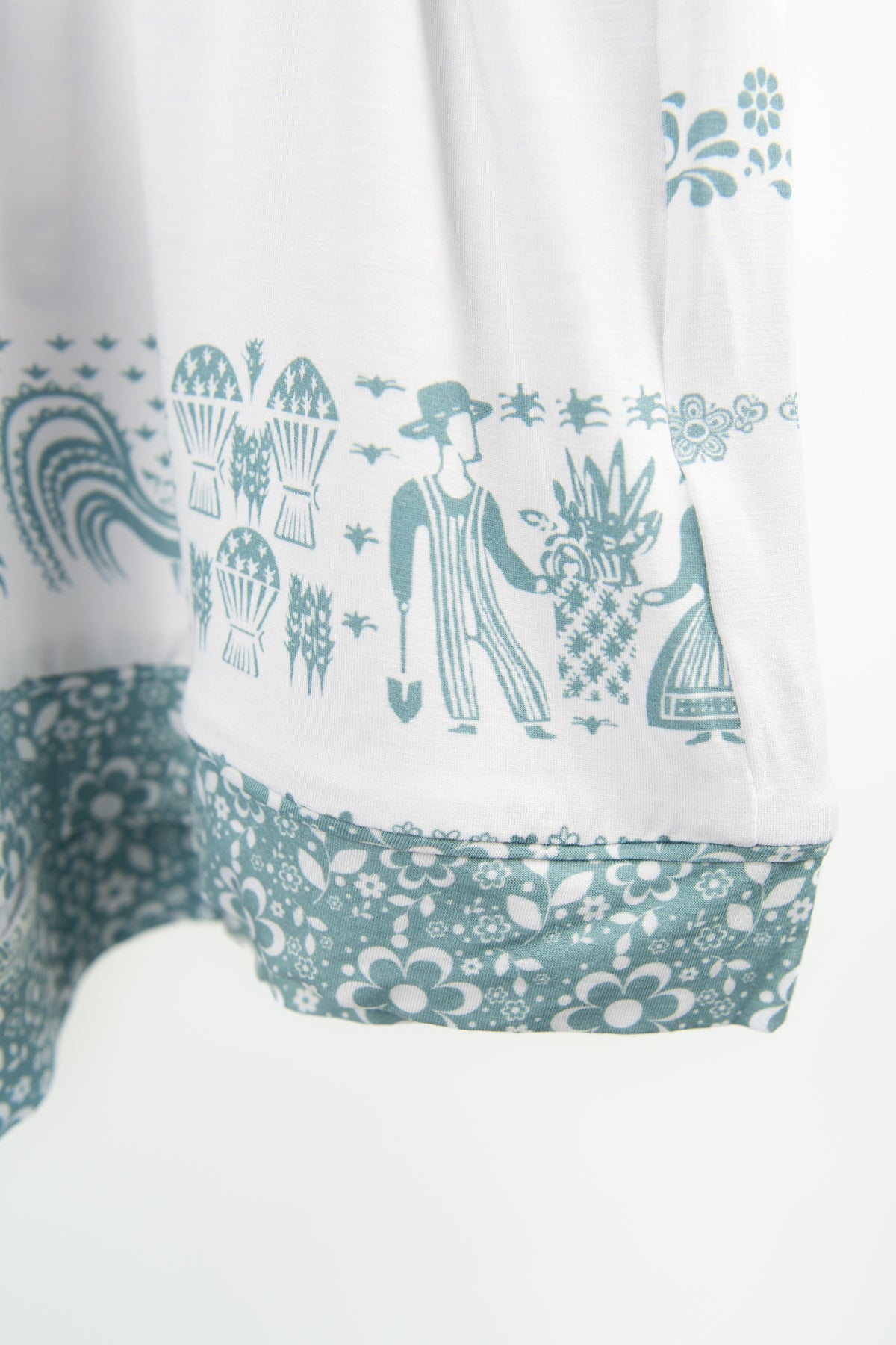 Vintage Kitchen Classic Print Adult Bamboo Pajama 2-Piece Set - Blue