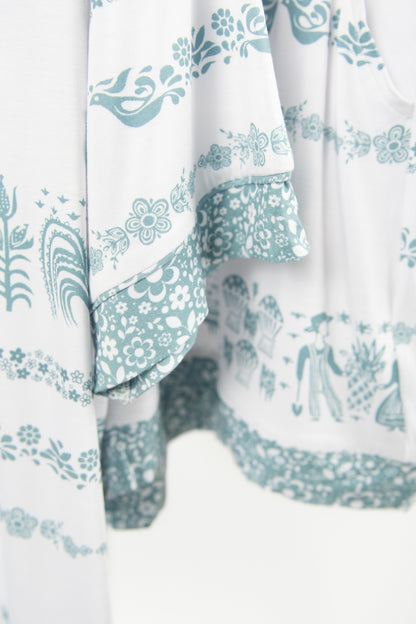 Vintage Kitchen Classic Print Adult Bamboo Pajama 2-Piece Set - Blue