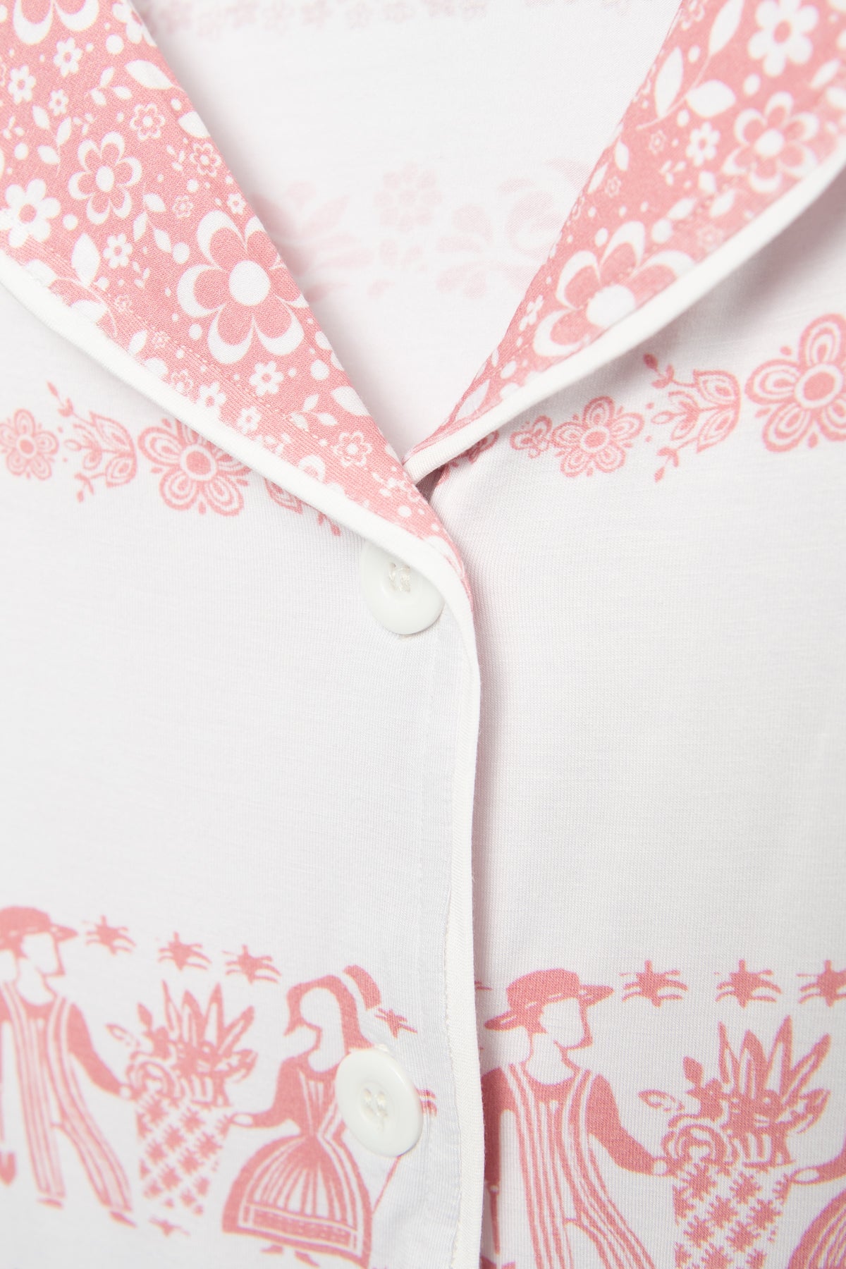 Vintage Kitchen Classic Print Adult Bamboo Pajama 2-Piece Set - Pink