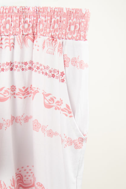 Vintage Kitchen Classic Print Adult Bamboo Pajama 2-Piece Set - Pink