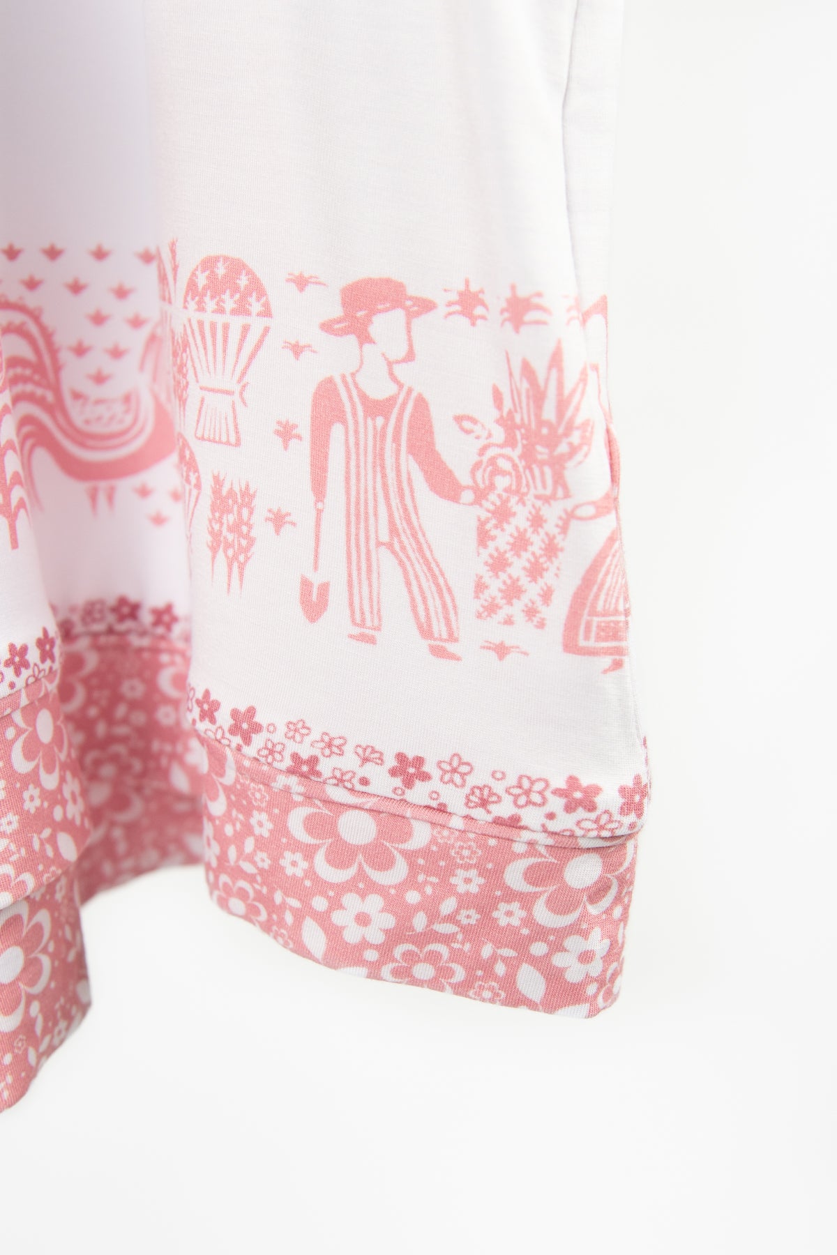 Vintage Kitchen Classic Print Adult Bamboo Pajama 2-Piece Set - Pink