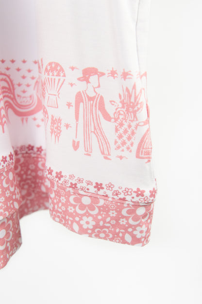 Vintage Kitchen Classic Print Adult Bamboo Pajama 2-Piece Set - Pink