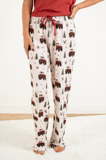 Vintage Red Tractor Christmas Adult Pajama Pant *Preorder*
