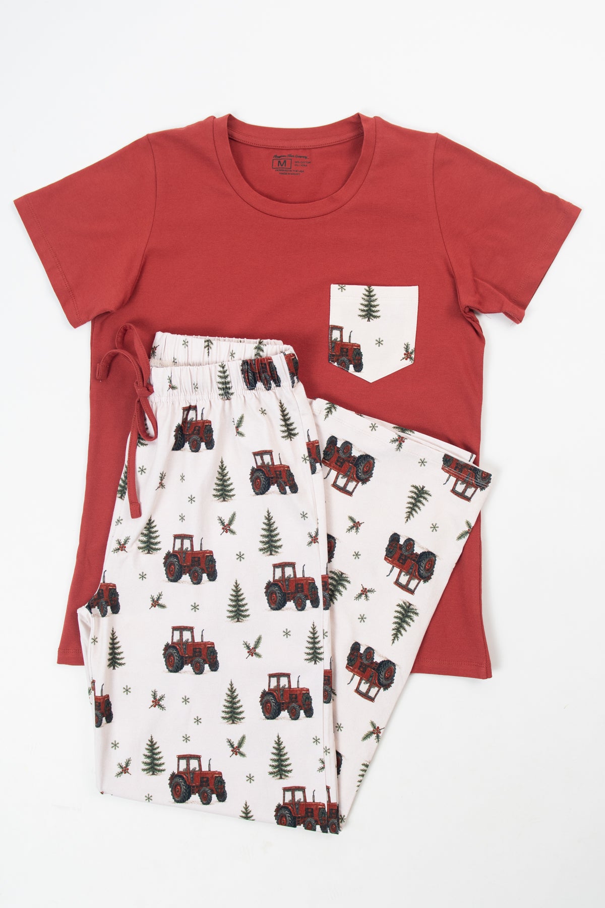 Vintage Red Tractor Christmas Adult Pajama Top *Preorder*