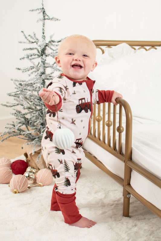Vintage Red Tractor Christmas Baby Zippy *Preorder*