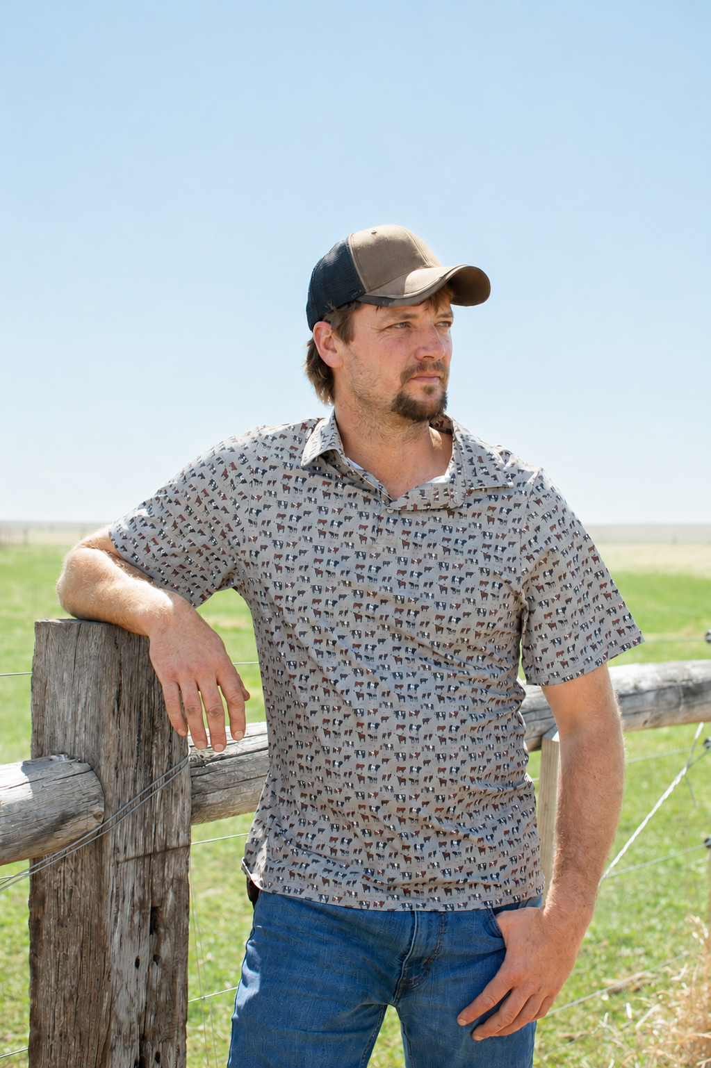 Vintage Cattle Adult Performance Polo