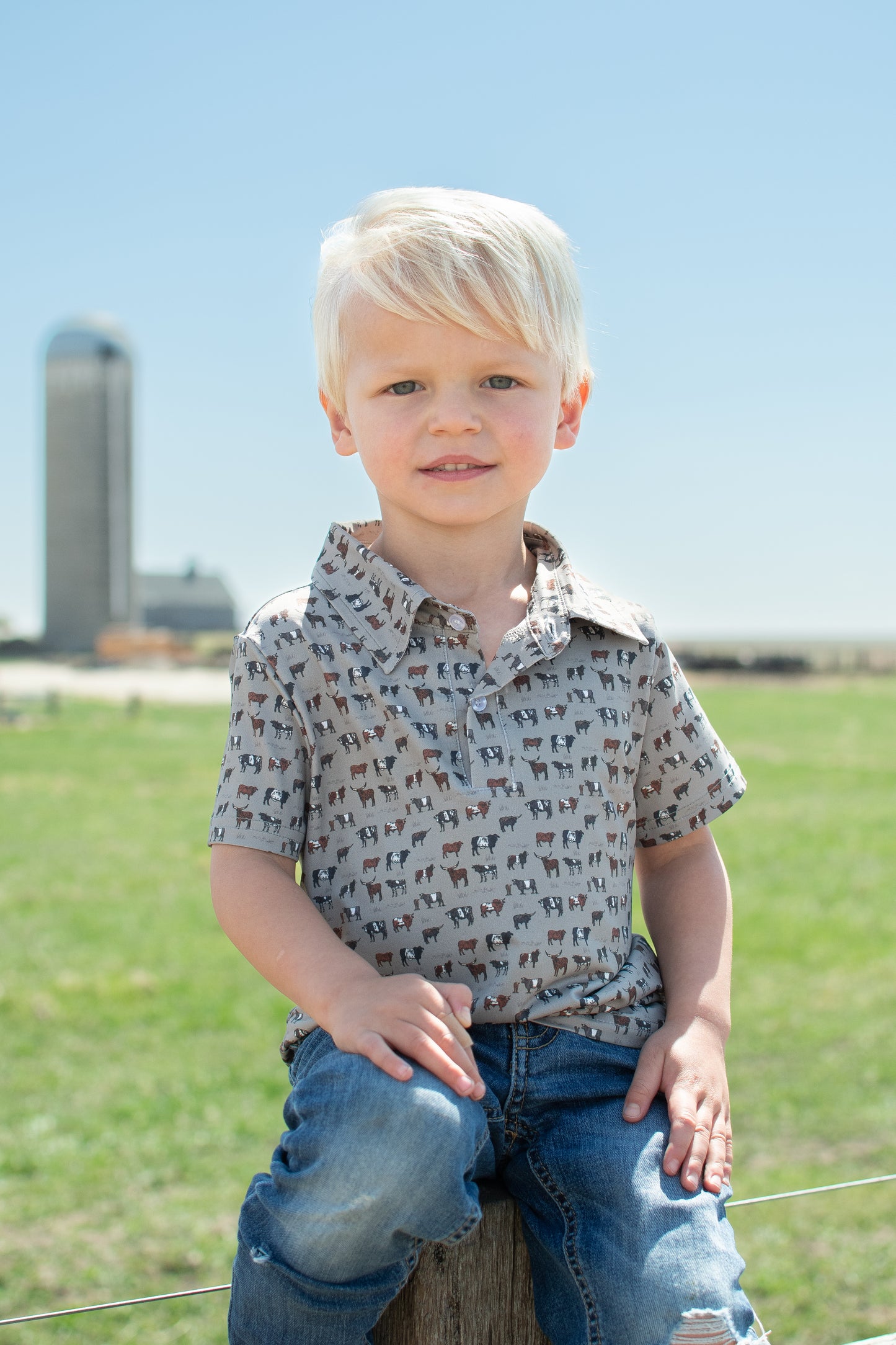 Vintage Cattle Baby/Youth Performance Polo