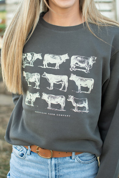 Vintage Cattle Charcoal Crewneck