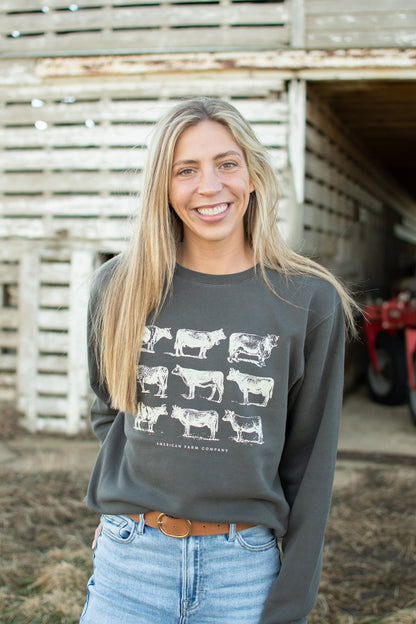 Vintage Cattle Charcoal Crewneck