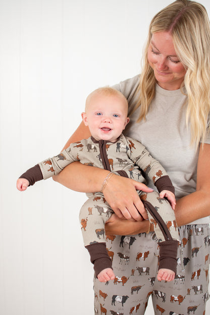 Vintage Cattle Ribbed Cotton Baby Zippy *Preorder*
