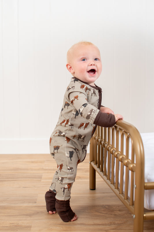 Vintage Cattle Ribbed Cotton Baby Zippy *Preorder*