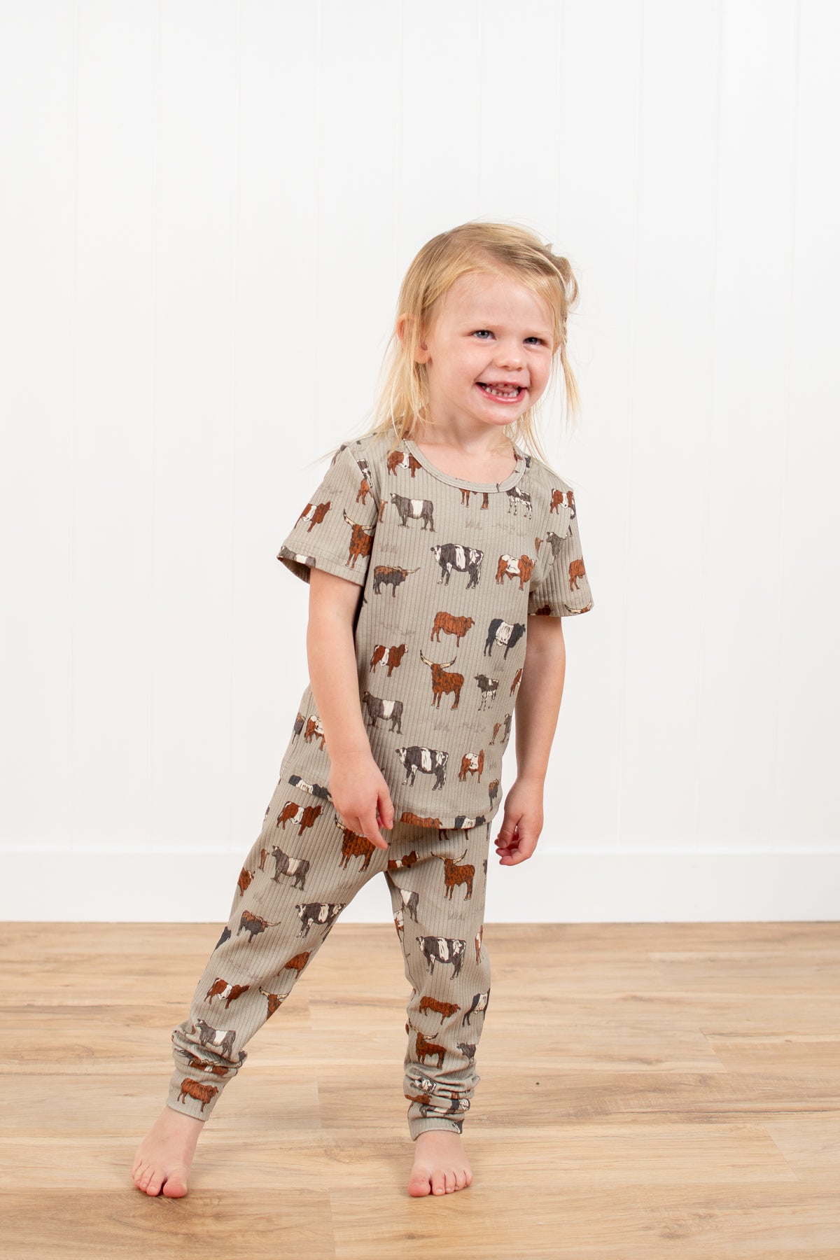Vintage Cattle Toddler/Youth Ribbed Cotton Pajama Pant Set *Preorder*
