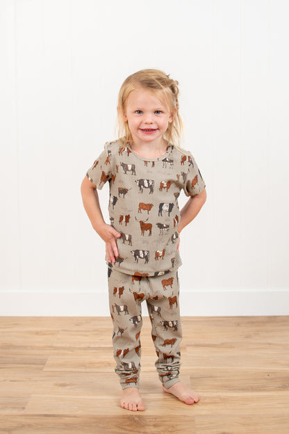 Vintage Cattle Toddler/Youth Ribbed Cotton Pajama Pant Set *Preorder*
