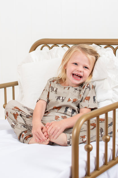 Vintage Cattle Toddler/Youth Ribbed Cotton Pajama Pant Set *Preorder*