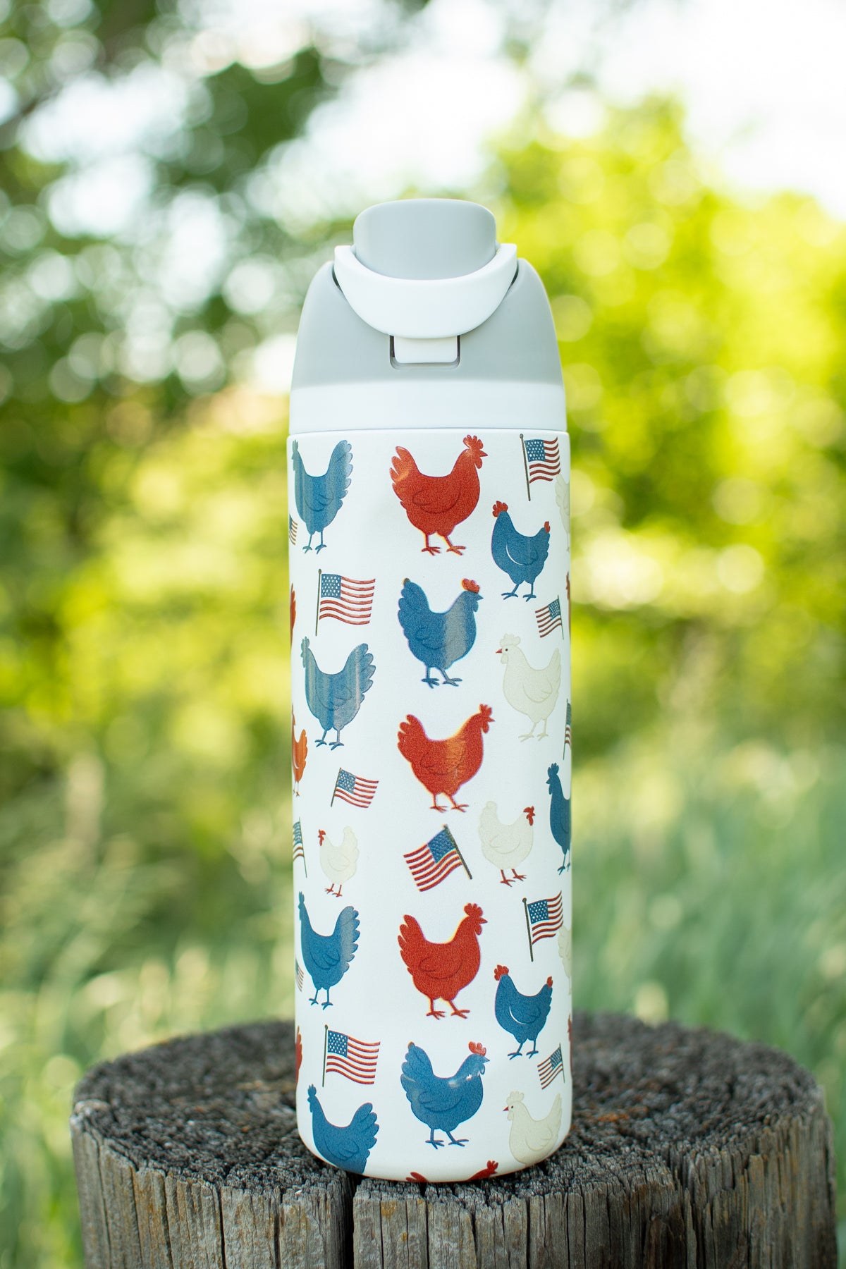 Vintage Chicken & Flags 24oz Skinny Silo Tumbler