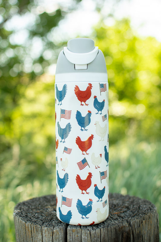 Vintage Chicken & Flags 24oz Skinny Silo Tumbler