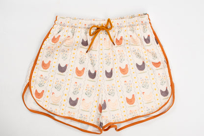 Vintage Chicken Floral Adult 2-Piece Short Lounge Set