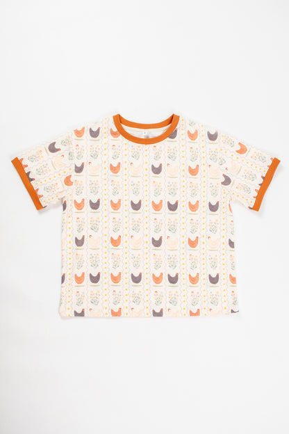 Vintage Chicken Floral Adult 2-Piece Short Lounge Set