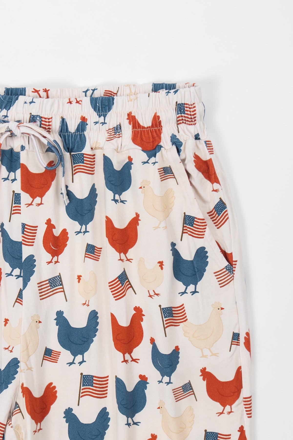 Vintage Chickens & Flags Adult Bamboo Pajama Pants