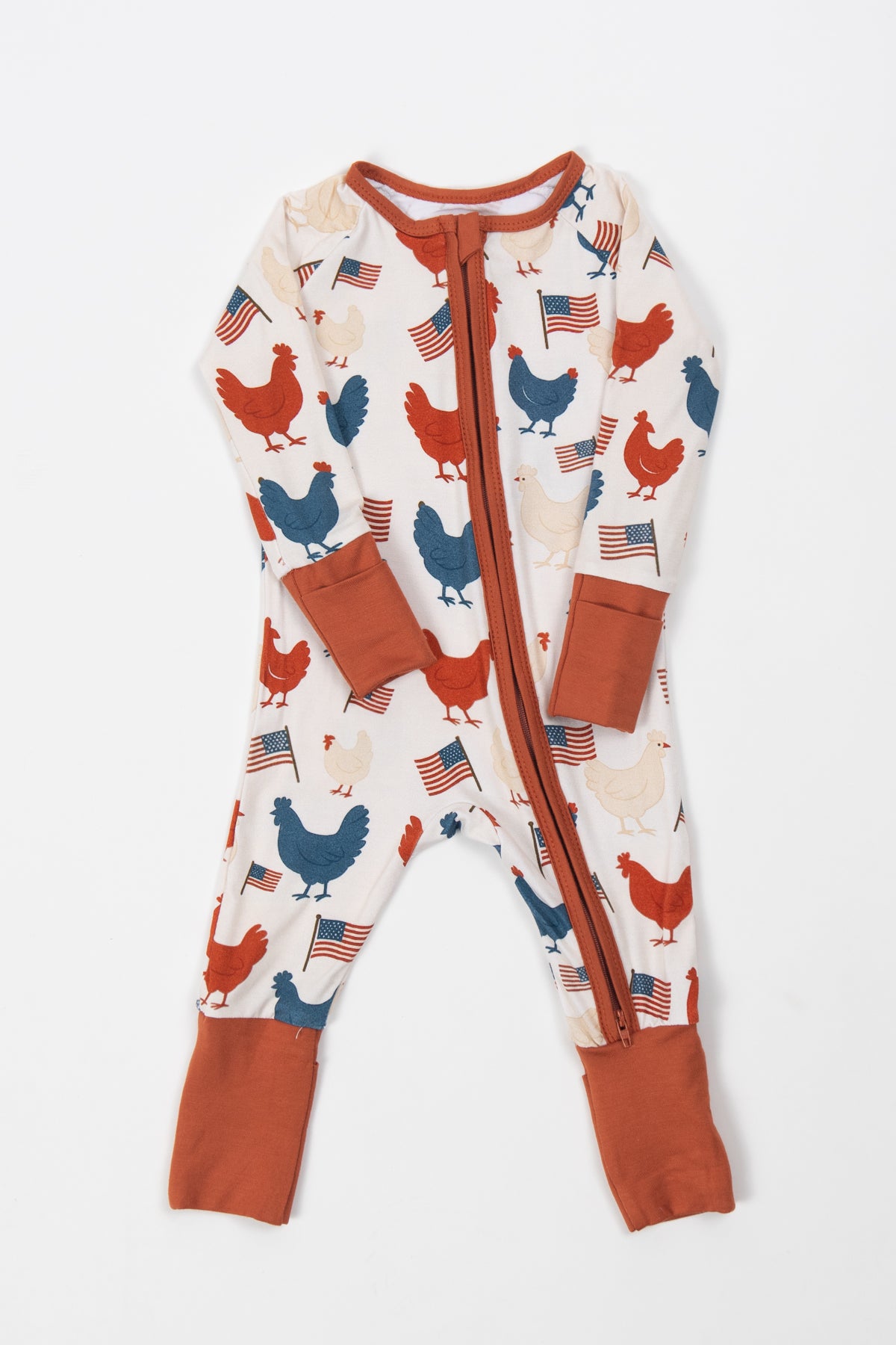 Vintage Chickens & Flags Baby Bamboo Zippy