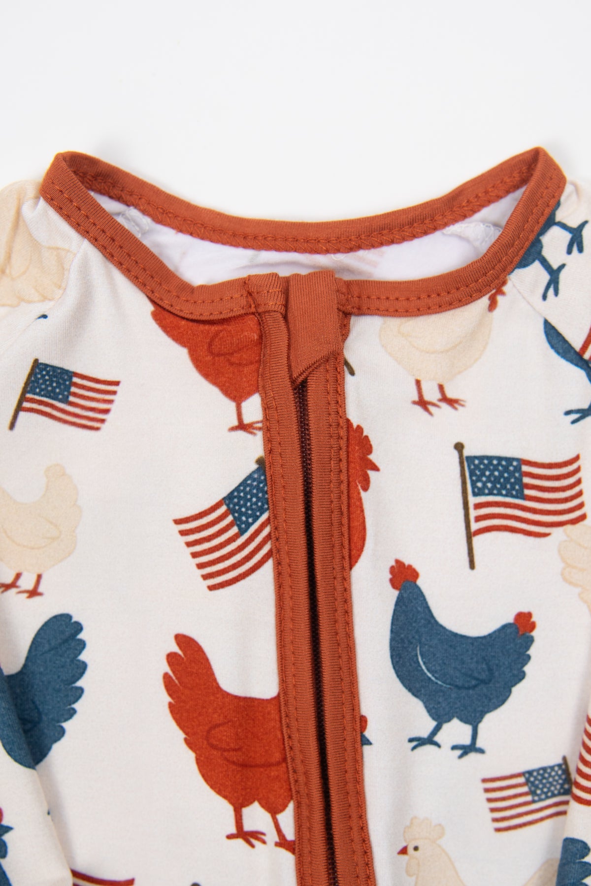 Vintage Chickens & Flags Baby Bamboo Zippy