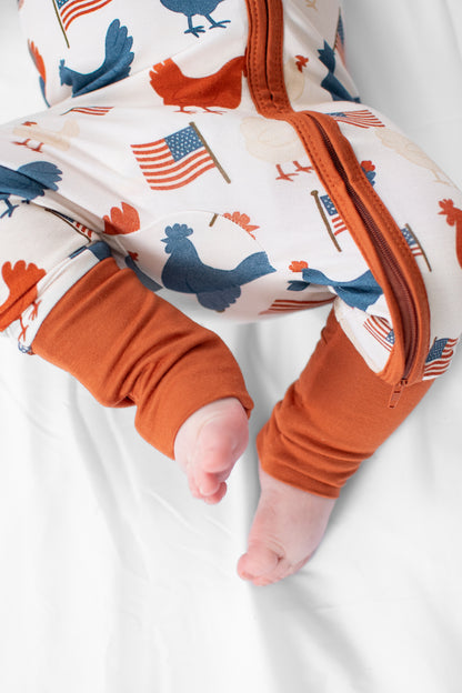 Vintage Chickens & Flags Baby Bamboo Zippy