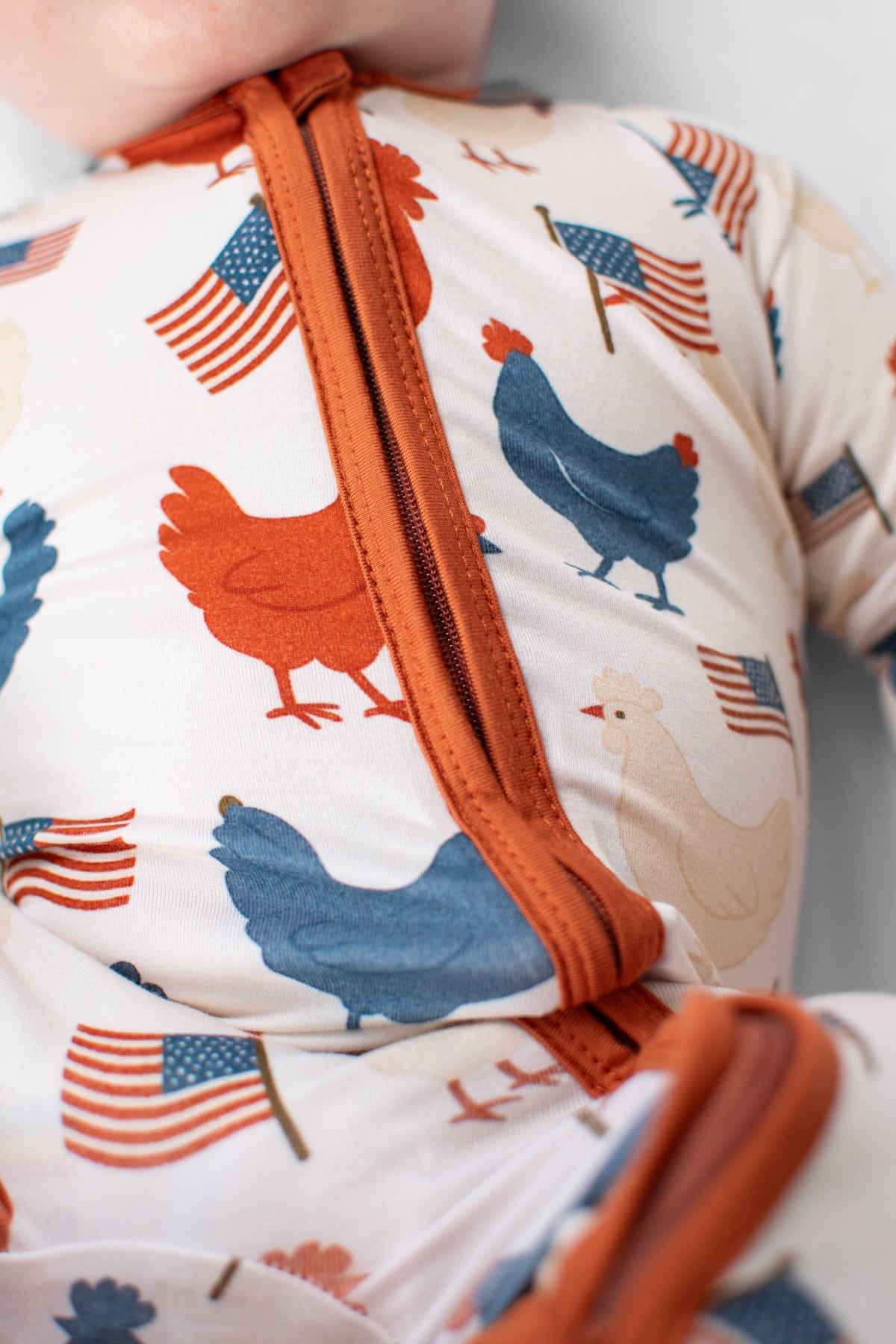 Vintage Chickens & Flags Baby Bamboo Zippy