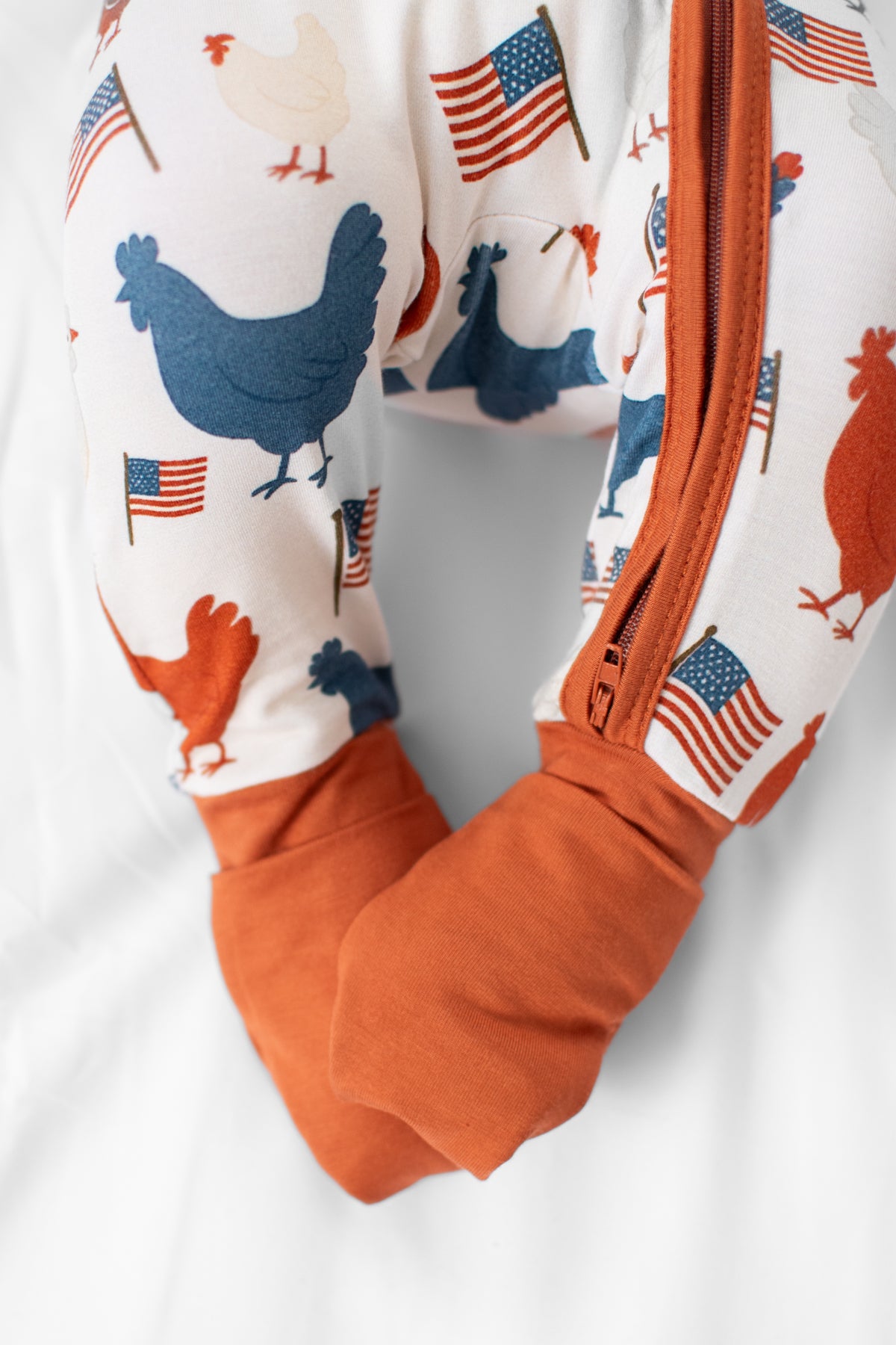 Vintage Chickens & Flags Baby Bamboo Zippy