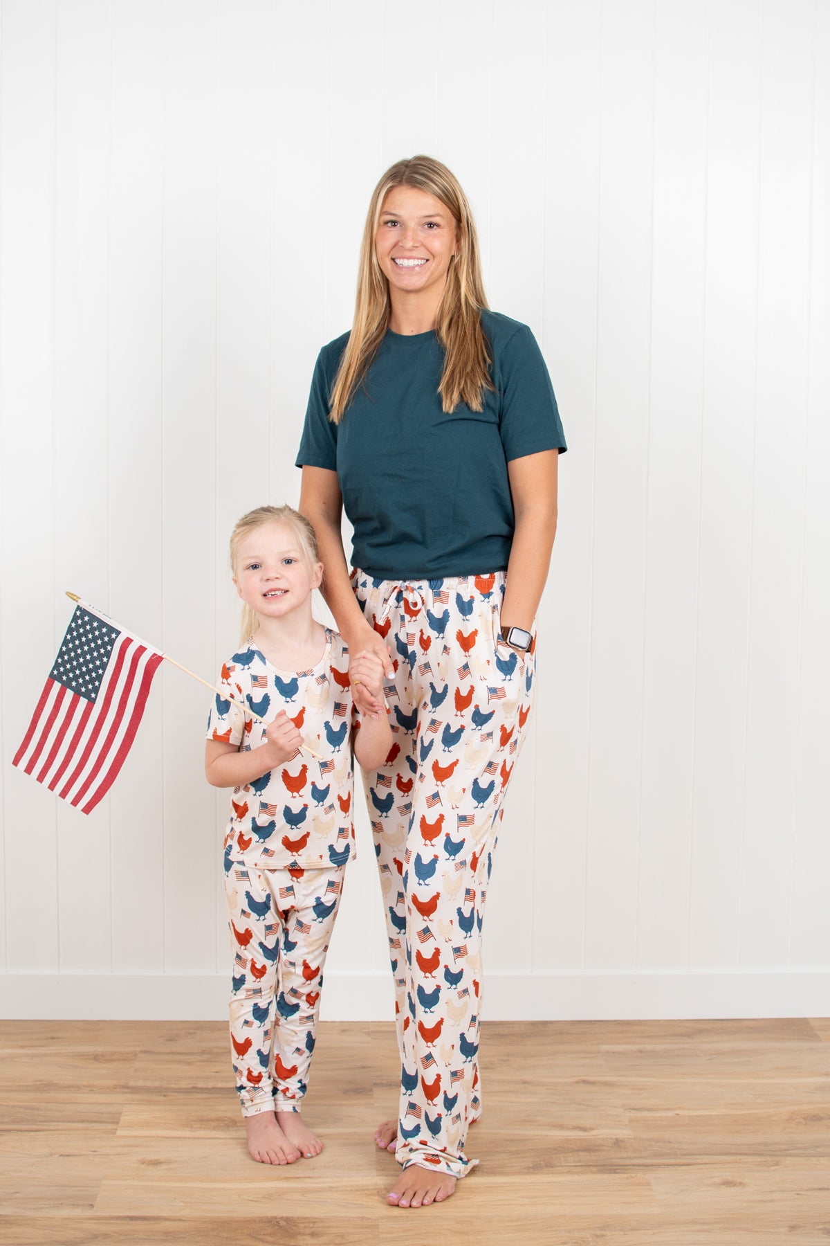 Vintage Chickens & Flags Toddler/Youth Bamboo Pajama Set