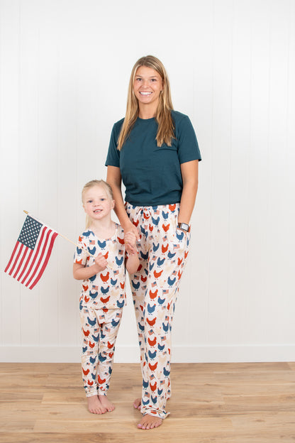 Vintage Chickens & Flags Toddler/Youth Bamboo Pajama Set