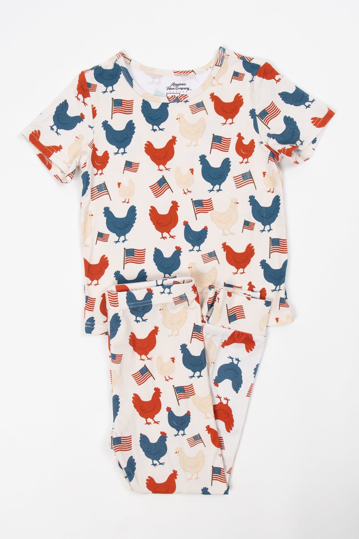 Vintage Chickens & Flags Toddler/Youth Bamboo Pajama Set