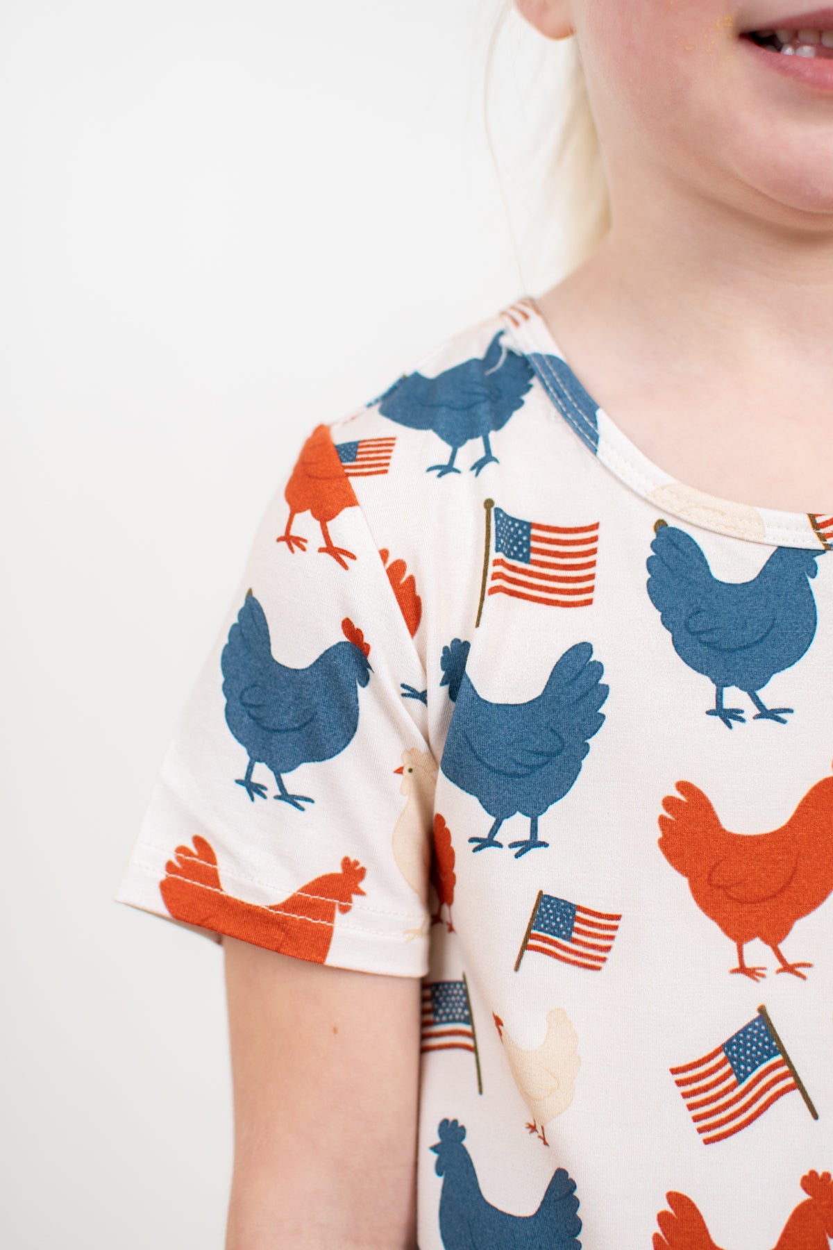Vintage Chickens & Flags Toddler/Youth Bamboo Pajama Set