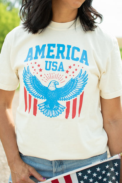 Vintage Eagle 'America USA' Ivory Tee